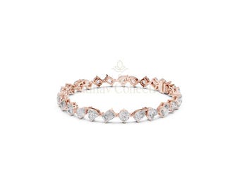 Pulsera de diamantes cultivados en laboratorio de múltiples formas / Joyería de oro de 14 k