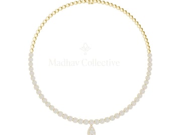 Bridal Diamond Drop Necklace In Gold Or Silver ,Engagement Gift