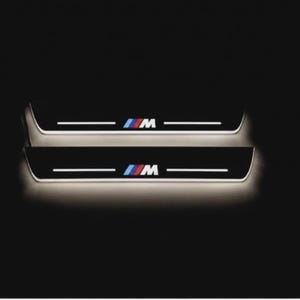 Custom LED Door Sills for 5 G60 2023+ M Performance Logo – Lighted Stainless Interior Step Guards