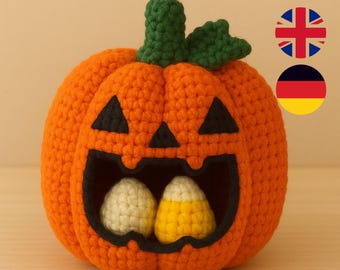 Crochet pattern pumpkin PDF Download | Halloween pumpkin pattern with face | Amigurumi Halloween decoration | Crochet Pumpkin Pattern