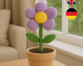 Crochet pattern flower PDF - Simple crochet flower to do it yourself, DIY decoration & gift idea
