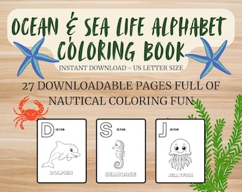 ABC Ocean Adventures: Sea Life Alphabet Malbuch für Kinder (Digitaler Download)