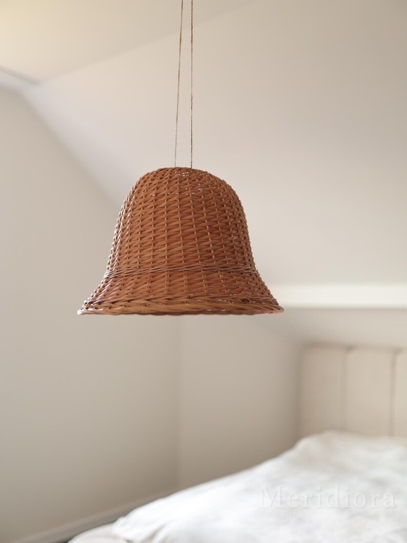 Large Handmade Rattan Pendant Light – Natural Wicker Bell Pendant ...
