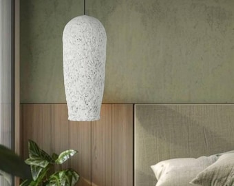 Organic pendant light shade, handmade textured ceiling lamp, sculptural white bud light for bedroom dining room, modern boho decor