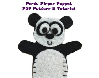 Panda Bear Felt Finger Puppet PDF Pattern Tutorial/ Zoo Animal Finger Puppet Digital Pattern