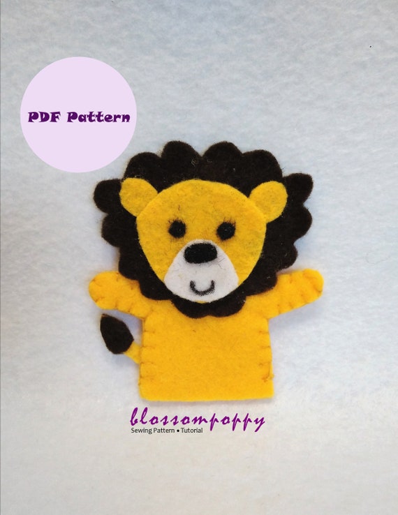 Lion Felt Finger Puppet PDF Pattern 