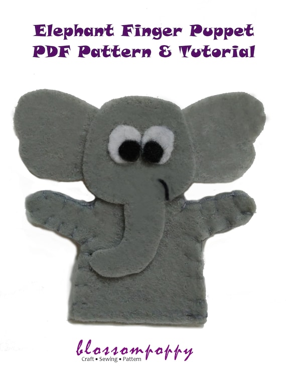 Elephant Felt Finger Puppet PDF Pattern Tutorial/ Zoo Animal Etsy