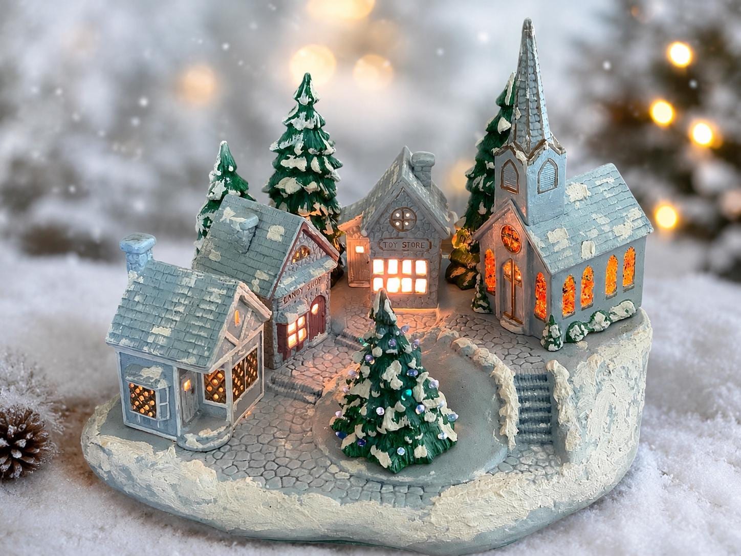 クリスマス 教会 オブジェ ライトアップ☆SALE☆ Lighted Ceramic Churches - Etsy