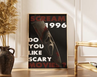 Scream 1996 Poster | Ghostface Fan Art Print | Classic Slasher Horror Movie Wall Art | Printable Digital Download