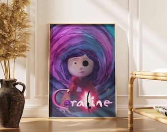 Coraline Poster | Creepy Cute Animated Movie Print | Gothic Dark Fantasy Wall Art | Printable Digital Download