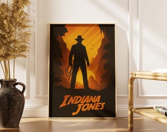 Indiana Jones Minimal Poster | Clean Retro Movie Print | Vintage Cinema Wall Art | Printable Digital Download