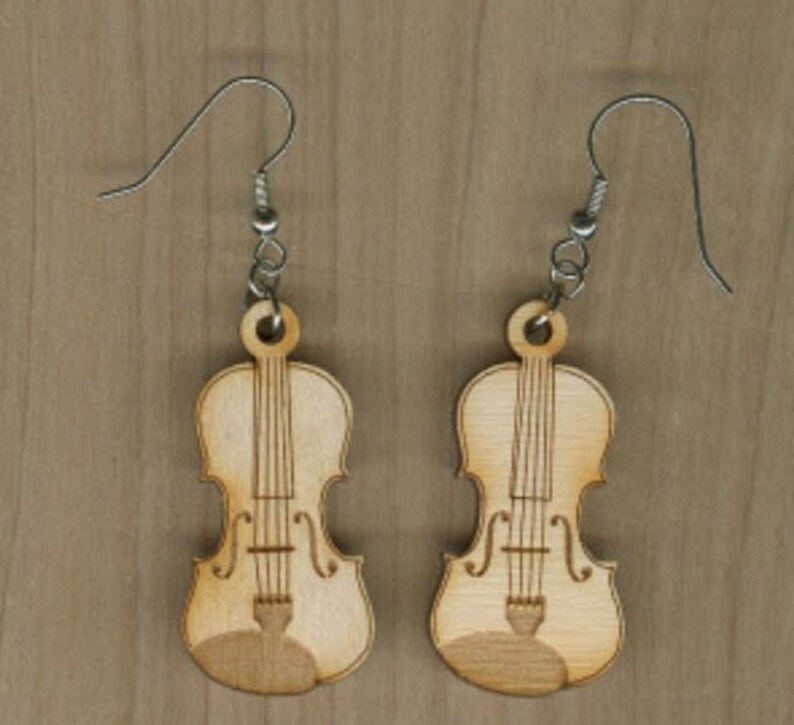FREE SHIPPING Violin Earrings Laser Cut Wood ER027NN Etsy