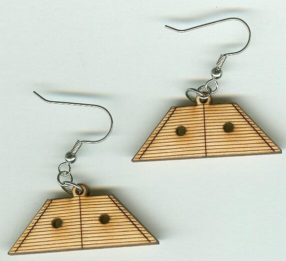 FREE SHIPPING Hammer Dulcimer Earrings Laser Cut Wood Etsy