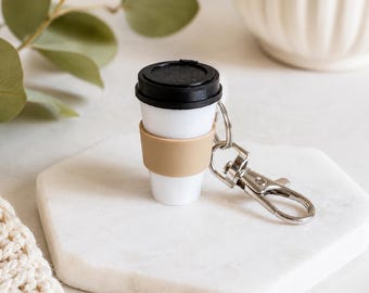 Mini Coffee Cup Keychain | Cute 3D Printed Coffee Lover Gift | Purse Charm & Backpack Accessory