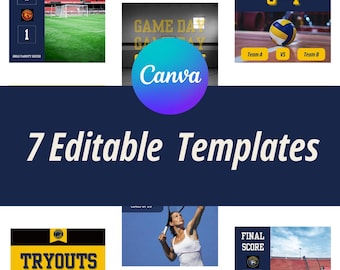 Canva Sports Template Bundle: Game Day Graphics, Editable Social Media (PDF Download)
