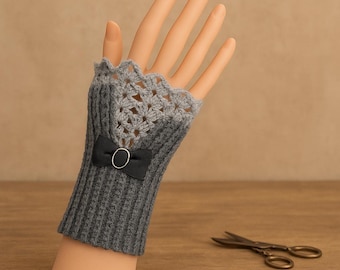 Victorian Lace Wrist Warmers Crochet Pattern PDF – Easy, Instant Download