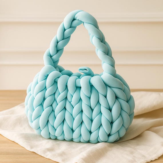 Chunky Knit Bag Pattern: Beginner-Friendly Hand Knitting Tutorial (PDF)