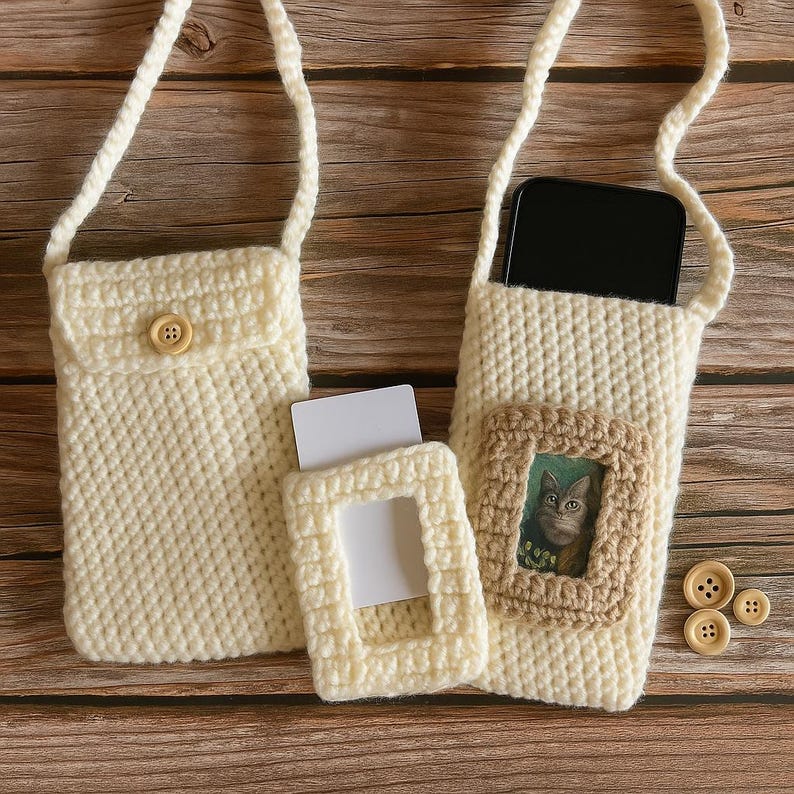 Phone Pouch with Card Holder crochet pattern listing photo by AnatoliaKnitStyle