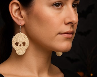 Crochet Pattern: Skull Earrings PDF | Gothic Halloween Jewelry | Instant Download