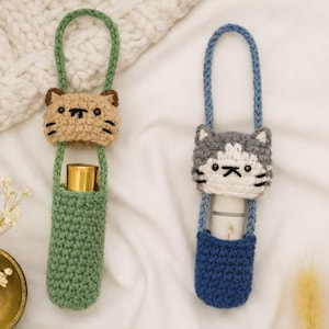 Crochet Cat Lip Balm Holder Pattern: Amigurumi Keychain (PDF Pattern)
