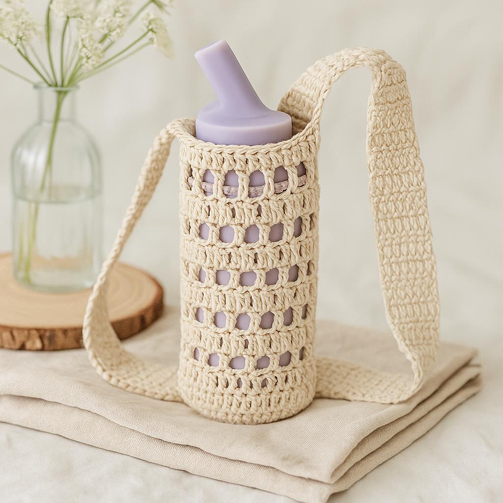 Crochet Mesh Water Bottle Bag Pattern – Beginner-friendly PDF Tutorial ...