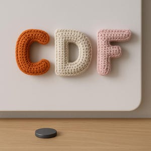 Amigurumi Bokstav C D F Virkmönster Set PDF: Fyllda Alfabetsbokstäver, Nyckelring