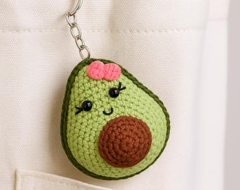 Crochet Avocado Keychain PDF Pattern: Amigurumi Kawaii Bag Charm