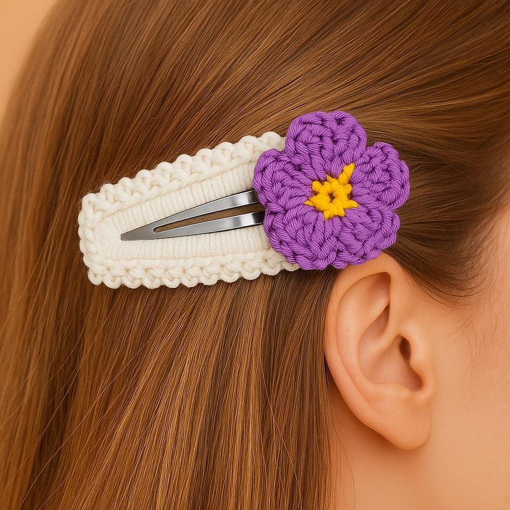 36 Crochet Hair Clips with Sunflowers, Bows, Flowers, and Fruit 21 Crochet Flower Hair Clip