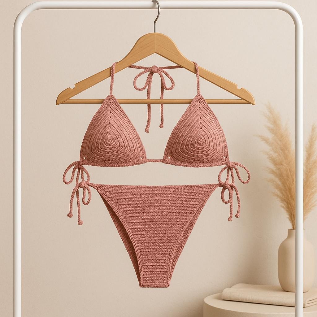 29 Bikini Crochet Patterns for Summer Beachwear, Retro Sets, and Handmade Gifts 5 Crochet Bikini Adjustable Two-Tone Design