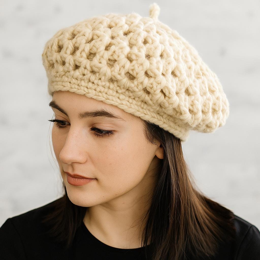 Crochet Gourmet Beret PDF Pattern: Bulky Yarn French Style  display picture 1