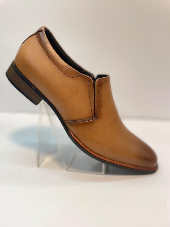 Tan Leather Slip-on Loafers: Men