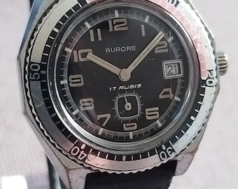 Französische Taucheruhr AURORE MECHANICAL 17 JEWELS
