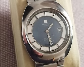 Seltene Vintage TISSOT Seastar Herren-Automatikuhr mit Datumsanzeige, Schweizer Uhrwerk und Armband von Gays Frères Working
