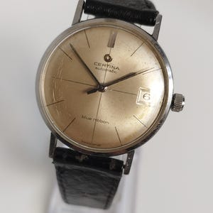 Reloj automático Certina Blue Ribbon calibre 25-651, década de 1970, calendario