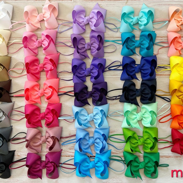 Baby Headbands Bundle - Choose Colors 4 inch Bow Headbands for Baby / Baby Headbands with Big Bows / Large Bow Head Band Baby Bow Bundles