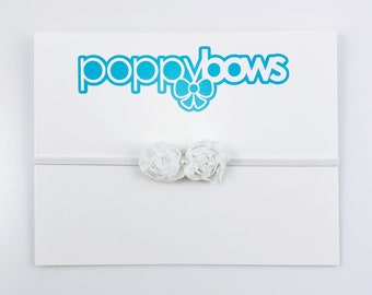 White Baby Headband - Baby Headbands Flower Chiffon / Newborn Headbands / Preemie Size Headbands / Tiny Bow / for Photoshoot