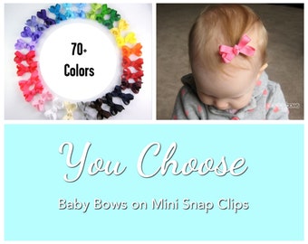 CHOOSE Your Colors / Bundle Pack Baby Hair Bows / Mini Boutique Baby Hair Clips with Bows / 2 inch Extra Small Newborn Infant Solid Color