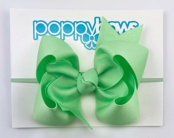 Baby Headband in Mint - 4 inch Bow Headbands for Baby / Baby Headbands with Big Bows / Large Bow Baby Head Band/ Baby Headbands Light Green