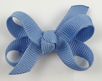 Bluebird Baby Hair Bow, 2 inch Extra Small Mini Boutique Hair Bows for Babies / Mini Snap Clip / Infant Newborn Hair Bow / periwinkle blue