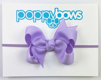 Purple Baby Headband in Lavender - 3 inch Bow Headbands for Baby / Baby Headbands with Small Bow / Infant Babies Head Band with Bows