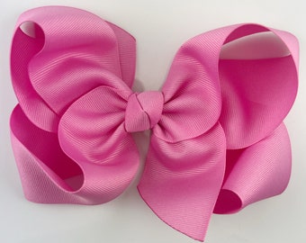 Pink Hair Bows for Girls in Pixie Pink / Extra Large 6 inch Grosgrain Girls Hair Bows, Toddlers, Big Hairbows, Pink Hair Clip with Bows