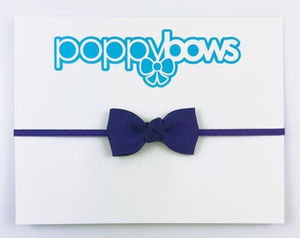 Baby Headband - Tiny Bow in Dark Purple Baby Headbands / Baby Headband Bows / Newborn Headbands / Preemie Size Headbands / Extra Small Bow