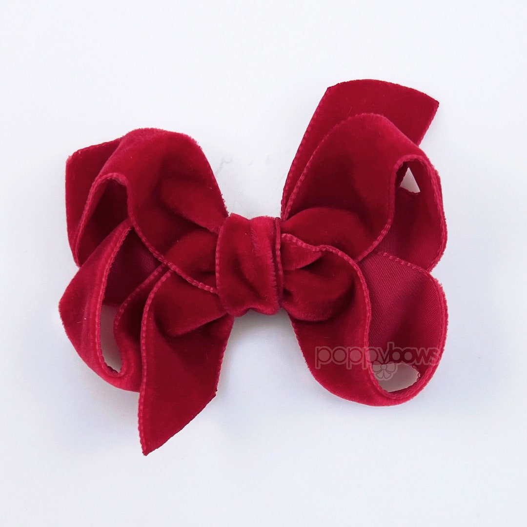 Red Velvet Hair Bow / 3 Inch Velvet Hair Bows for Girls / Baby Etsy