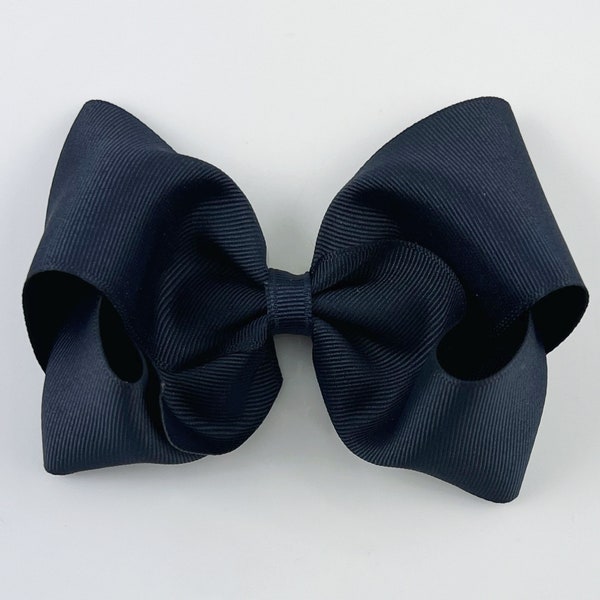 Navy Blue Hair Bow / 4.5 to 5 inch Girls Hair Bows / Grosgrain Bows / Large Hair Bows / Hair Bows Clip Hair Bows Toddler Girl