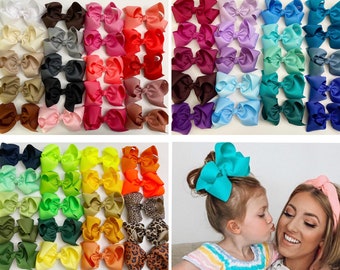 Hair Bows for Girls / Hair Bow Bundles / Pick Your Colors / 6 inch Extra Large Girls Hair Bows / Grosgrain Bows Big Hair Bows for Toddler