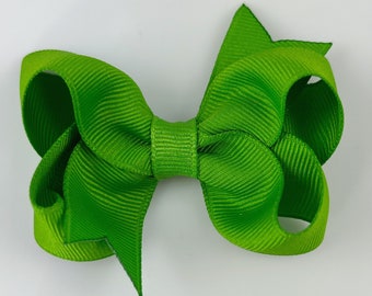 Apple Green 3" inch Hair Bow, Small Girls Hair Bows / Medium Baby Hair Bows, hair clips with bows for baby girls barrettes, green hair bows