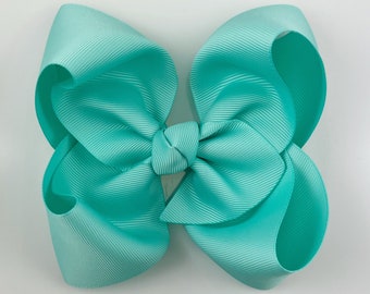 Blue Hair Bow in Aqua / 5 inch Bows / Girls Hair Bows / Hair Bows Clip / Hair Bows Peuter / Grosgrain Bows / Bows for Girls