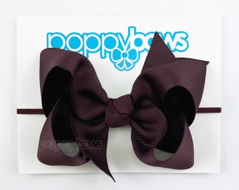 Baby Headband in Wine - 4 inch Bow Headbands for Baby / Baby Headbands with Big Bows / Large Bow Baby Head Band / Burgundy Maroon for Fall