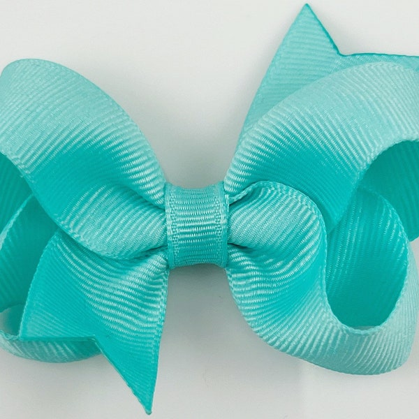 Aqua Blue Hair Bow for Girls / 3 inch Bows / Baby Hair Bows / Hair Bows Girl / Hair Bows Clip Toddler / Boutique Grosgrain Ribbon Bows Teal