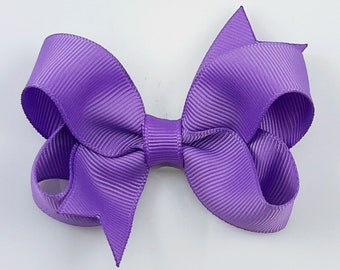 Purple 3" inch Hair Bow, Small Girls Hair Bows / Medium Baby Hair Bows, hair clips with bows for baby girls barrettes, purple hair bows